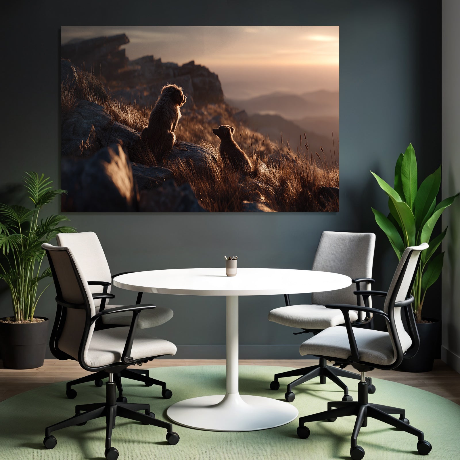 Sitzen Auf Felsen Im Sonnenuntergang Mit Blick Auf Berge