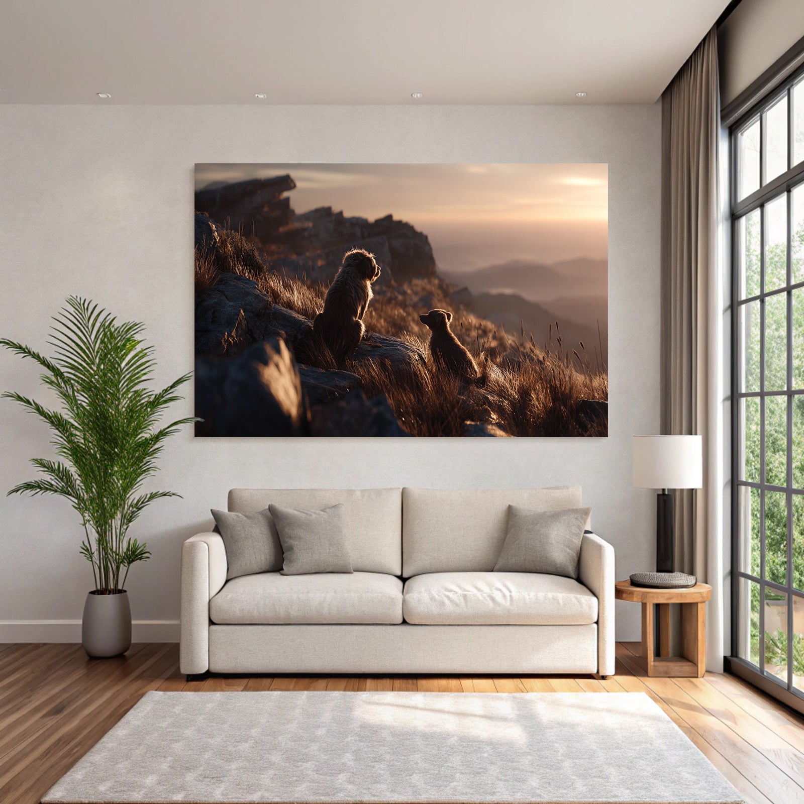 Sitzen Auf Felsen Im Sonnenuntergang Mit Blick Auf Berge