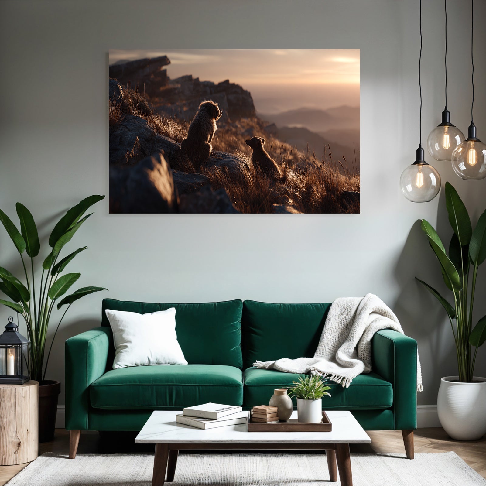 Sitzen Auf Felsen Im Sonnenuntergang Mit Blick Auf Berge