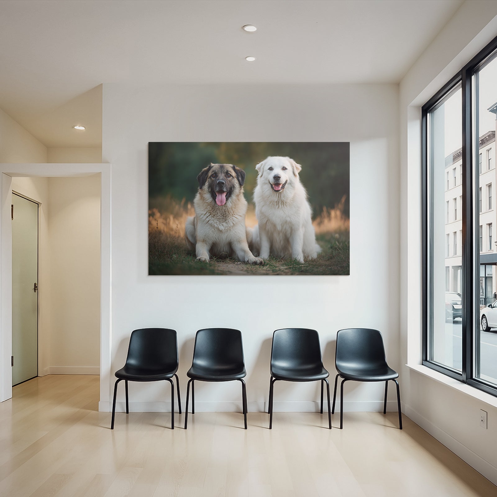 Sitzen Vor Einem Natürlichen Hintergrund Lachend