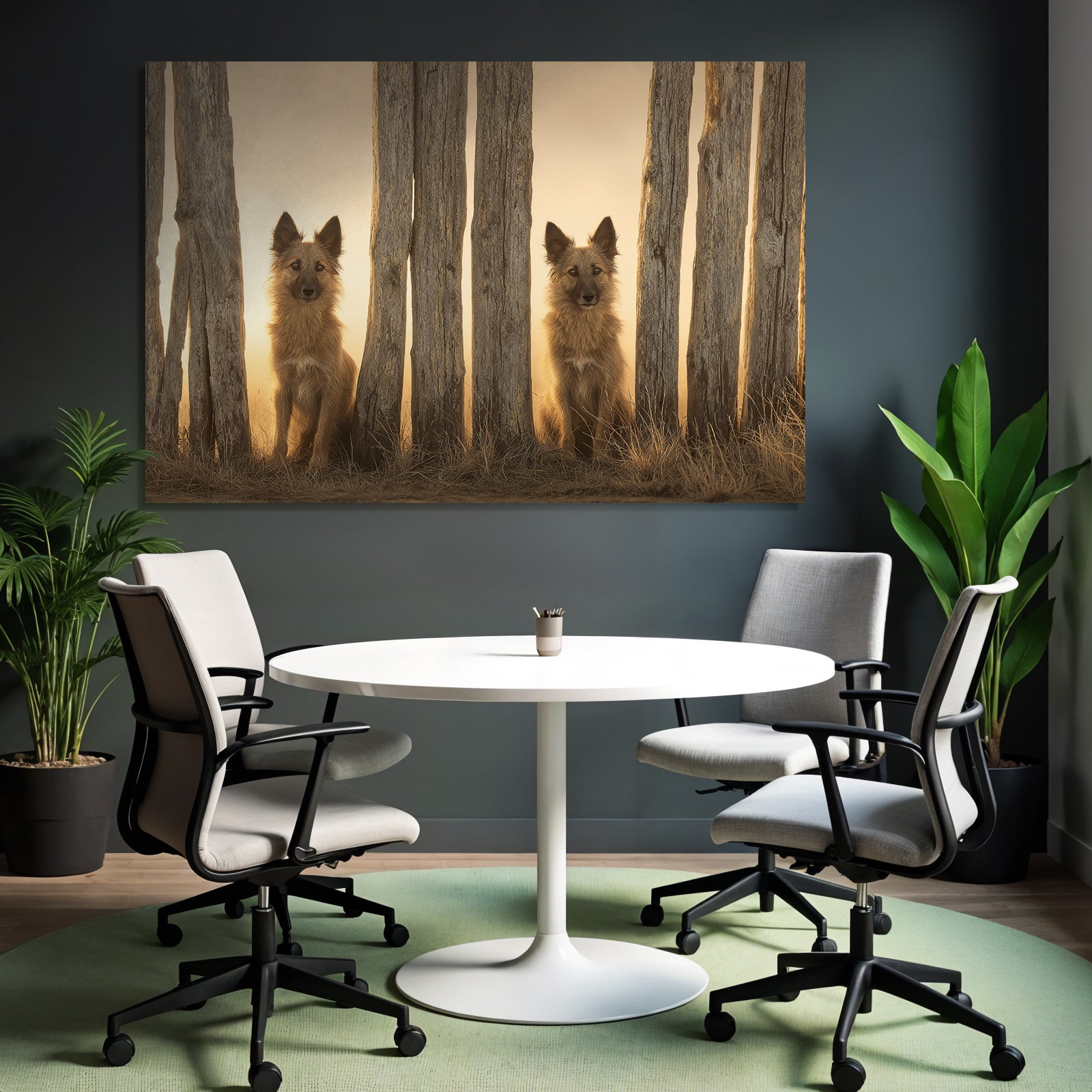 Sitzen Zwischen Holzpfählen Im Warmen Licht