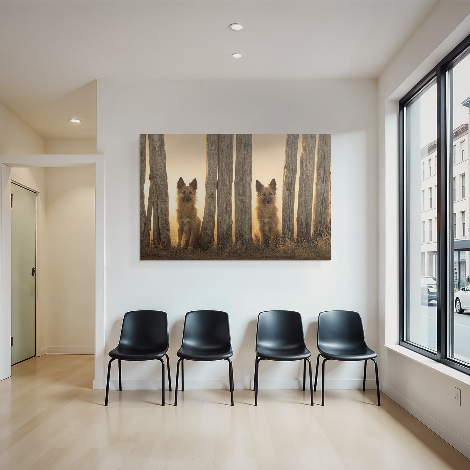 Sitzen Zwischen Holzpfählen Im Warmen Licht