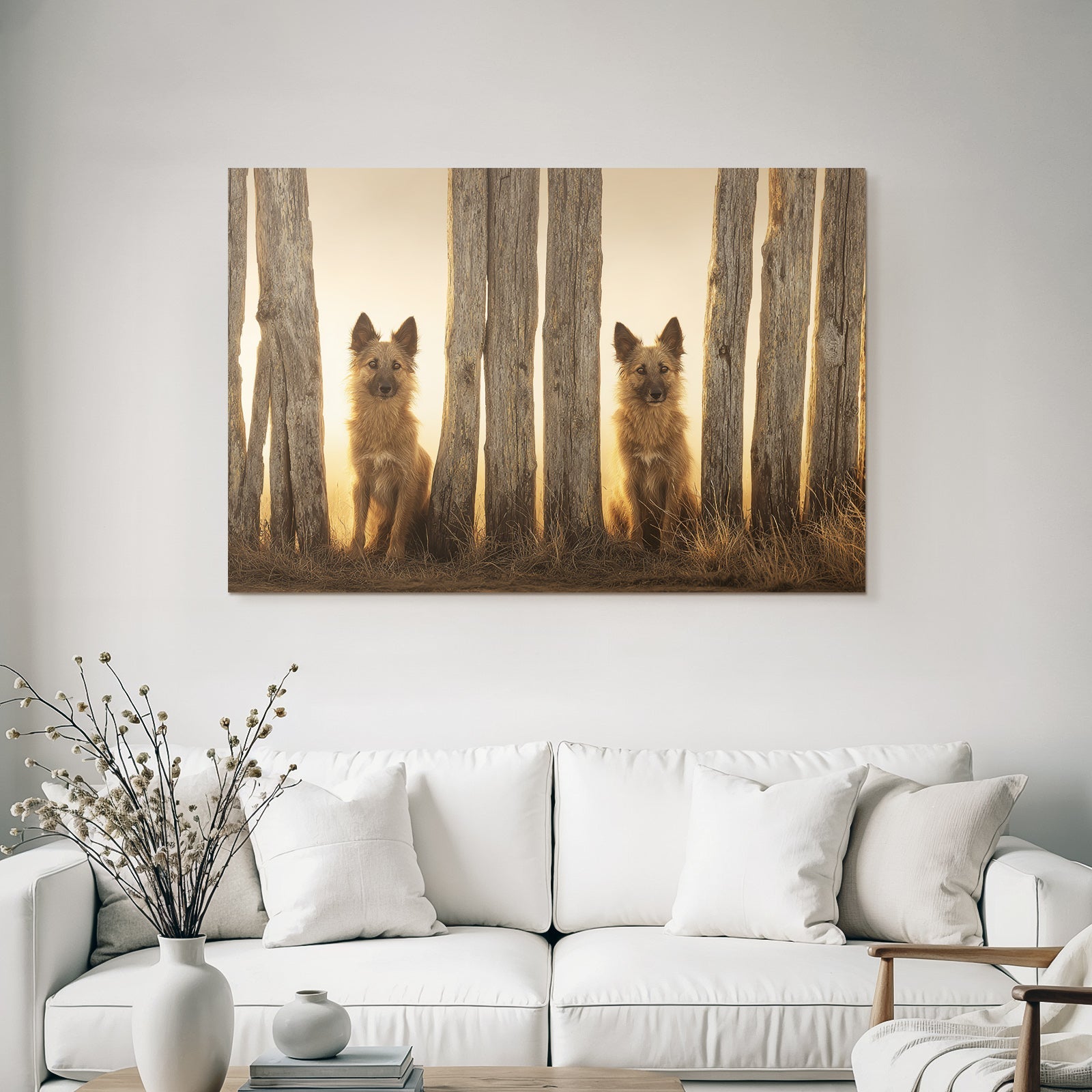 Sitzen Zwischen Holzpfählen Im Warmen Licht