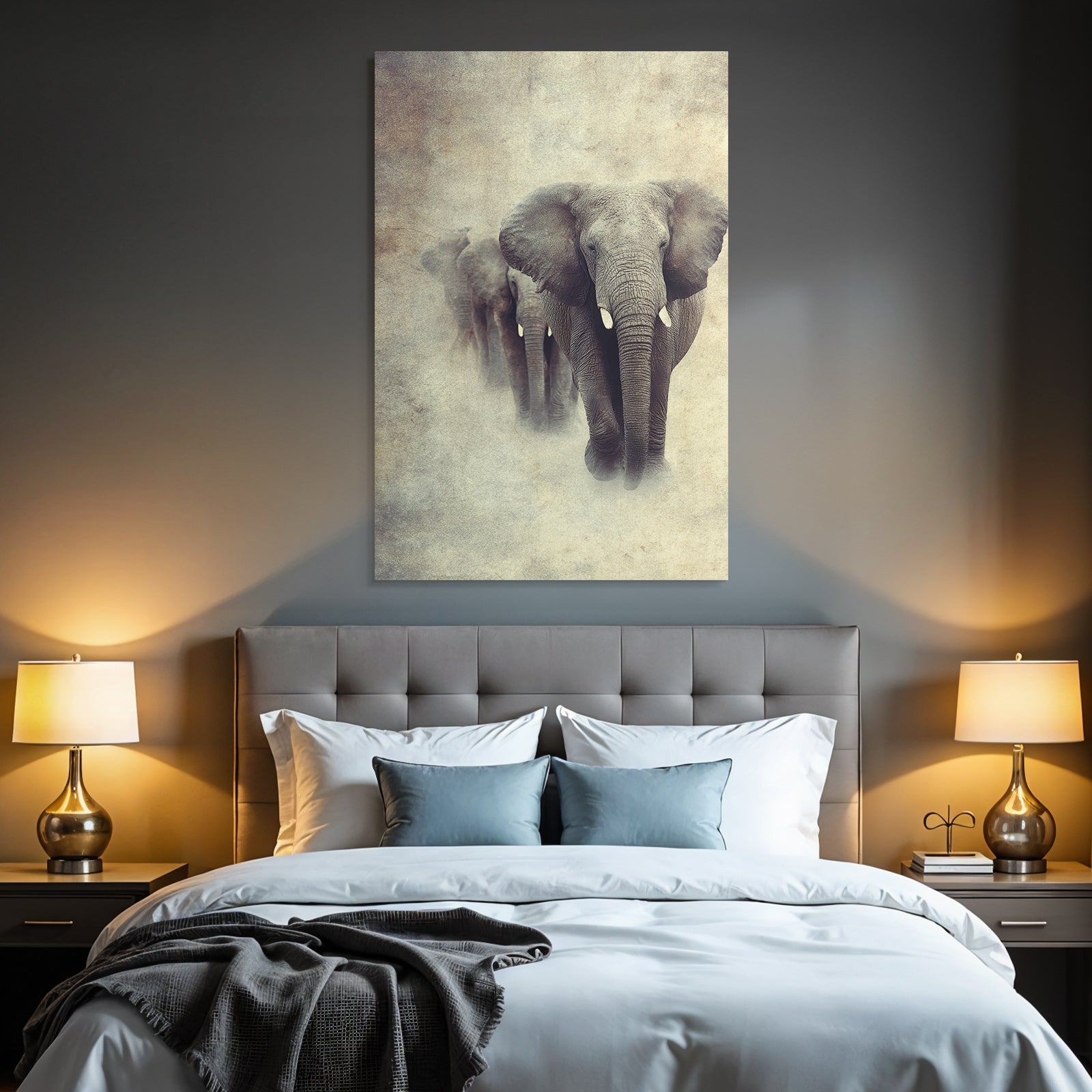 Elephants in a row stylized power and grace