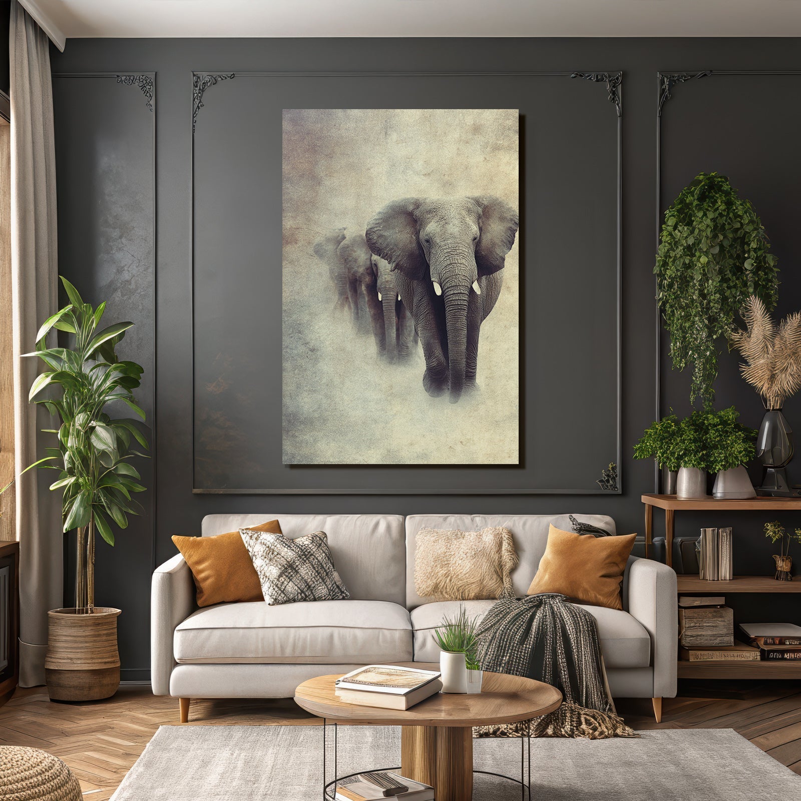 Elephants in a row stylized power and grace