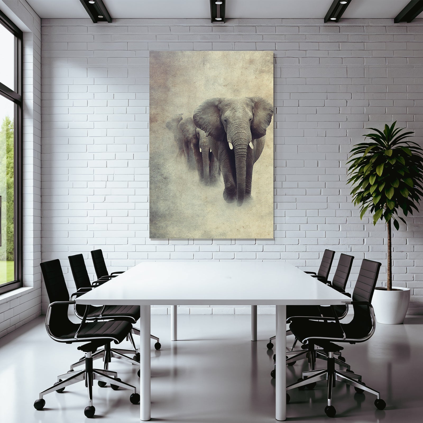 Elephants in a row stylized power and grace