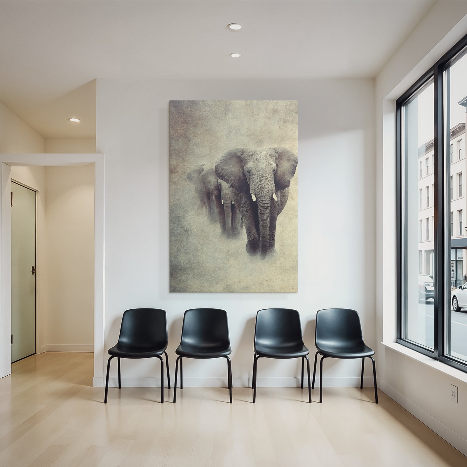 Elephants in a row stylized power and grace