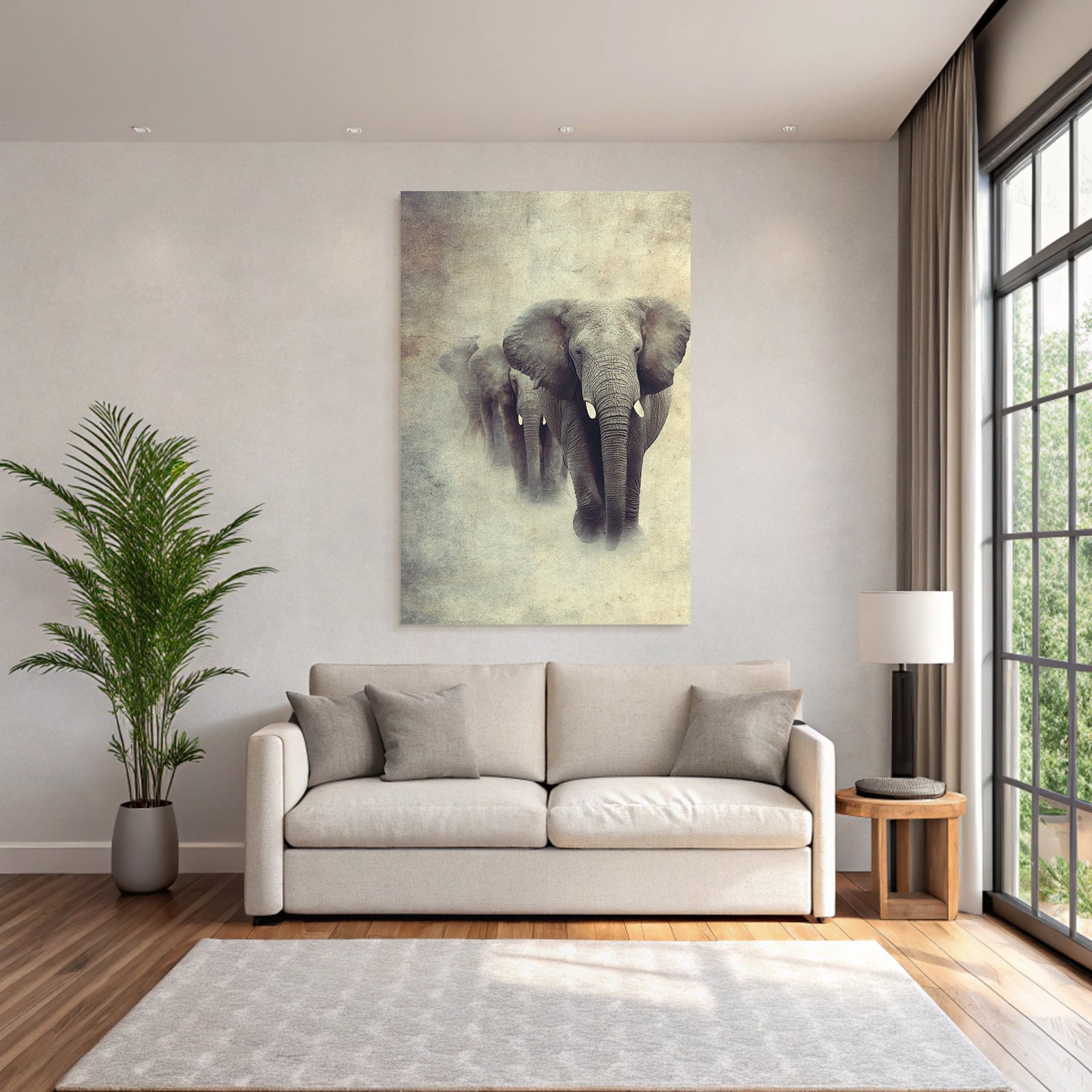 Elephants in a row stylized power and grace