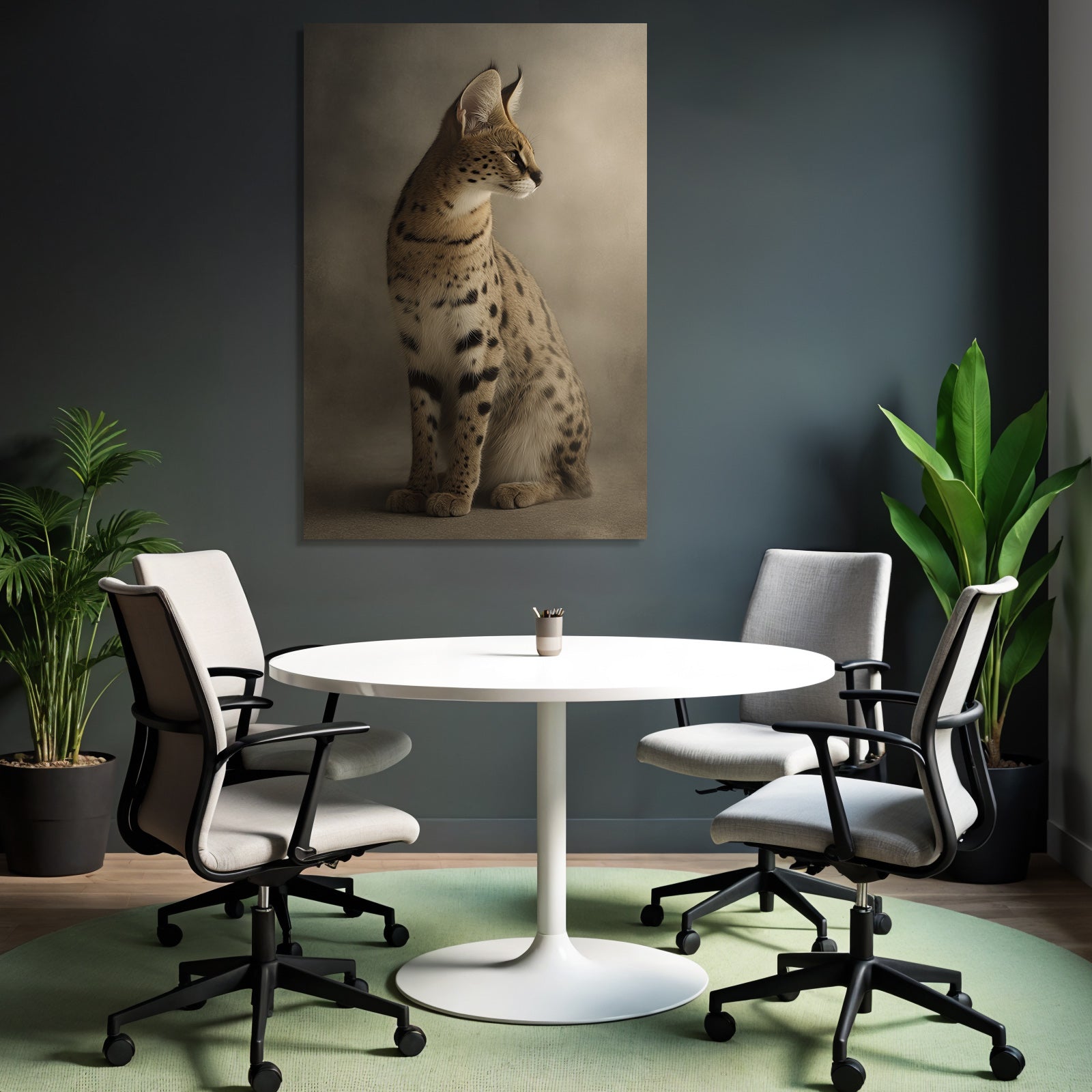 Serval Wildkatze Afrika Langbeinig Grosse Ohren Gefleckte Fell