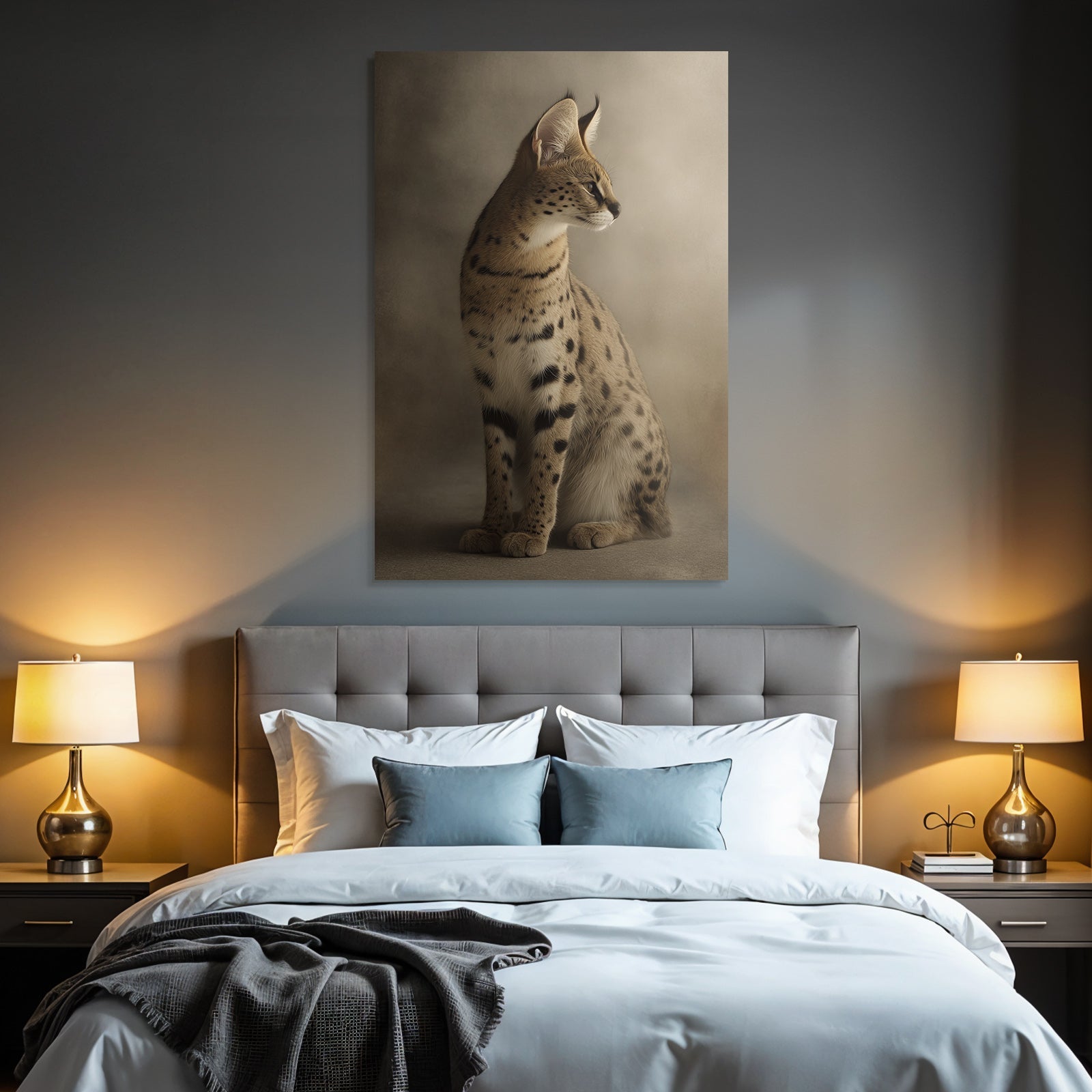 Serval Wildkatze Afrika Langbeinig Grosse Ohren Gefleckte Fell