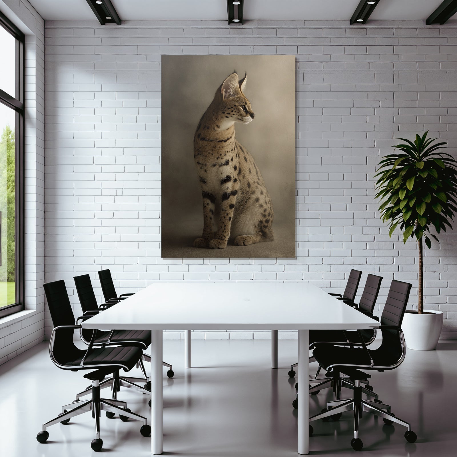 Serval Wildkatze Afrika Langbeinig Grosse Ohren Gefleckte Fell