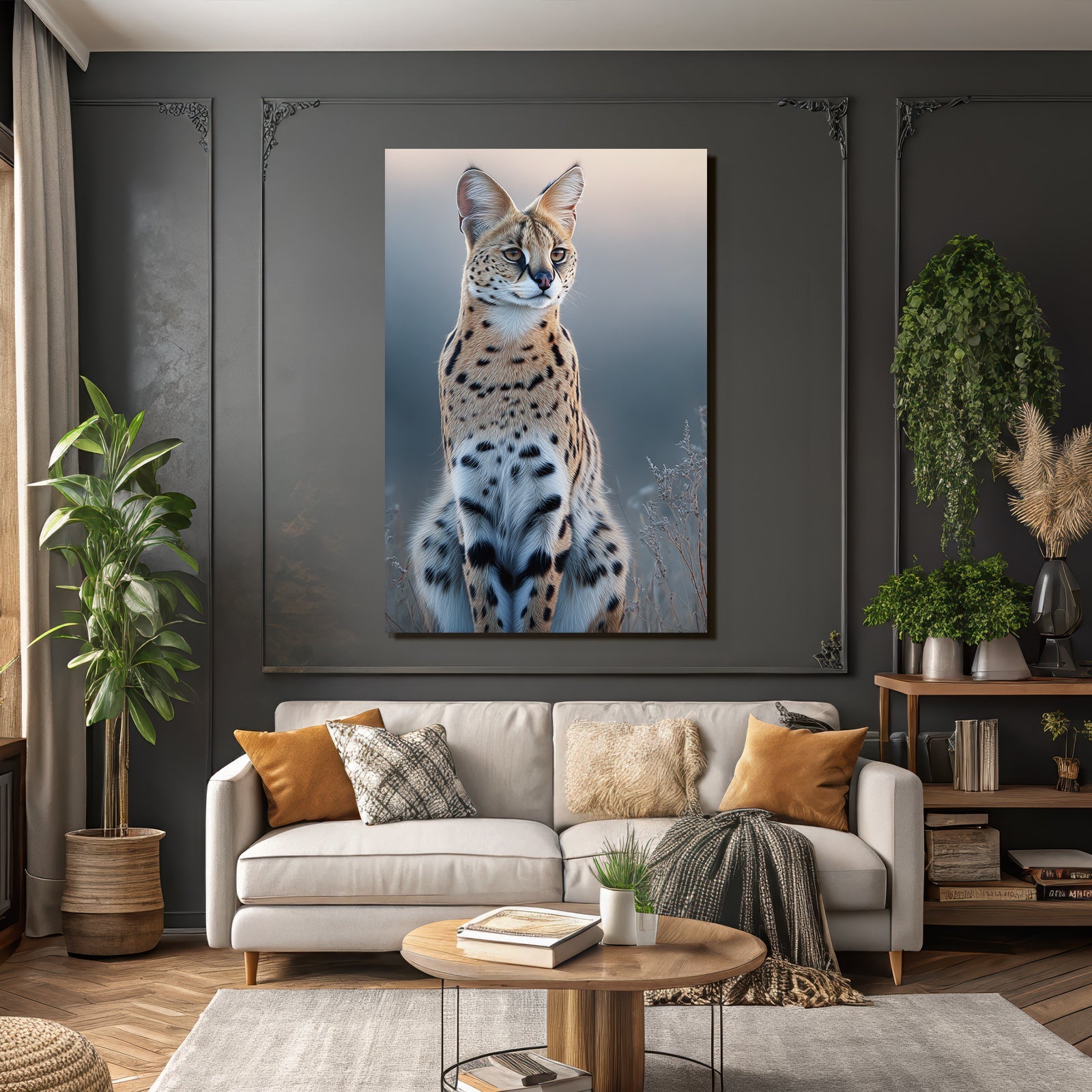 Serval Wildkatze Afrika Mit Spots Und Langen Beinen