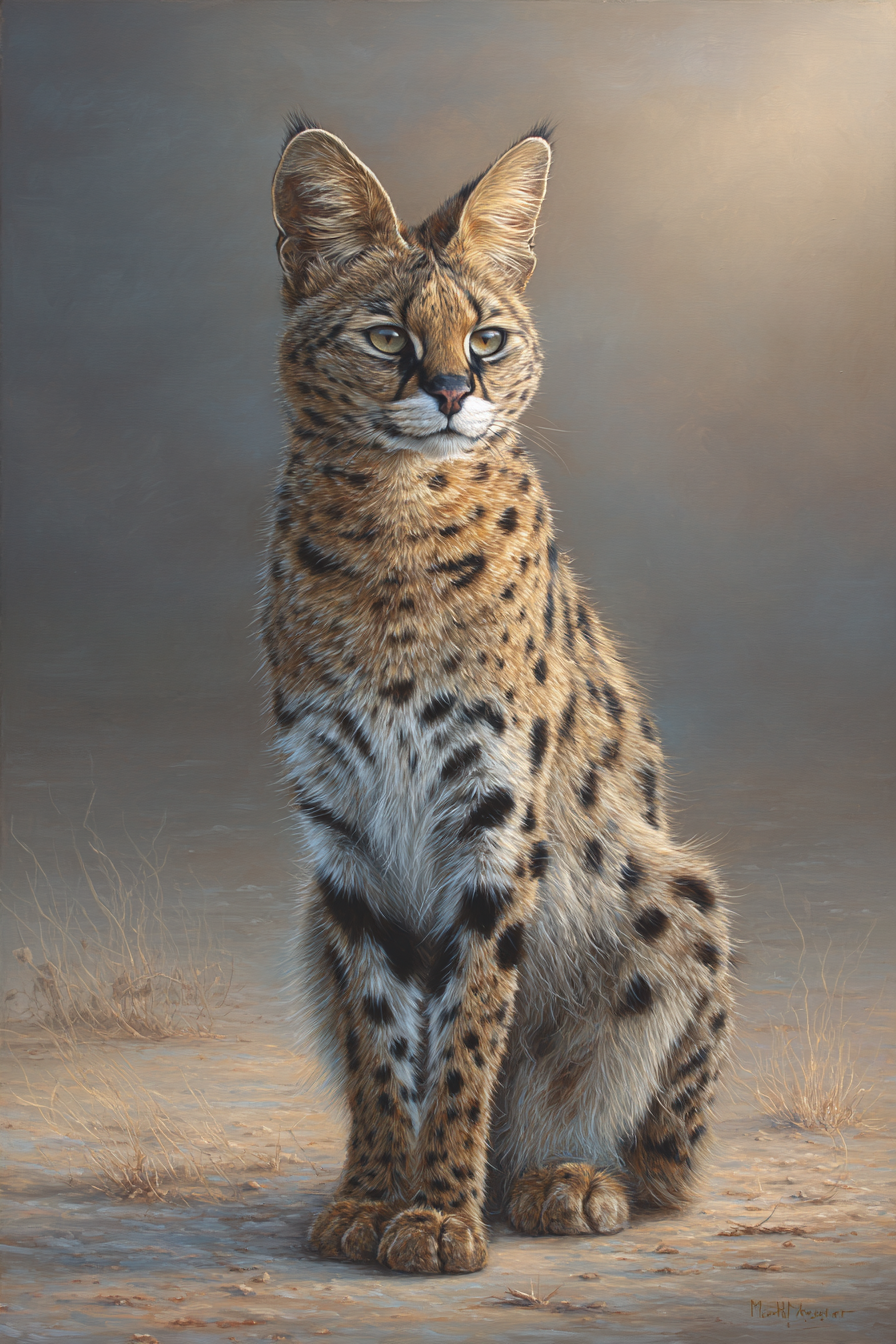 Serval Wildkatze Afrika Mit Stellen Und Grossen Ohren | Safari und Wildtiere | Tiere