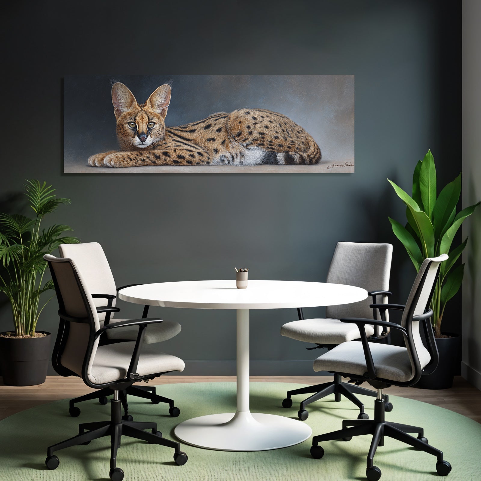 Serval Wildkatze Afrika Mit Langen Beinen Grossen Ohren Und Geflecktem Fell