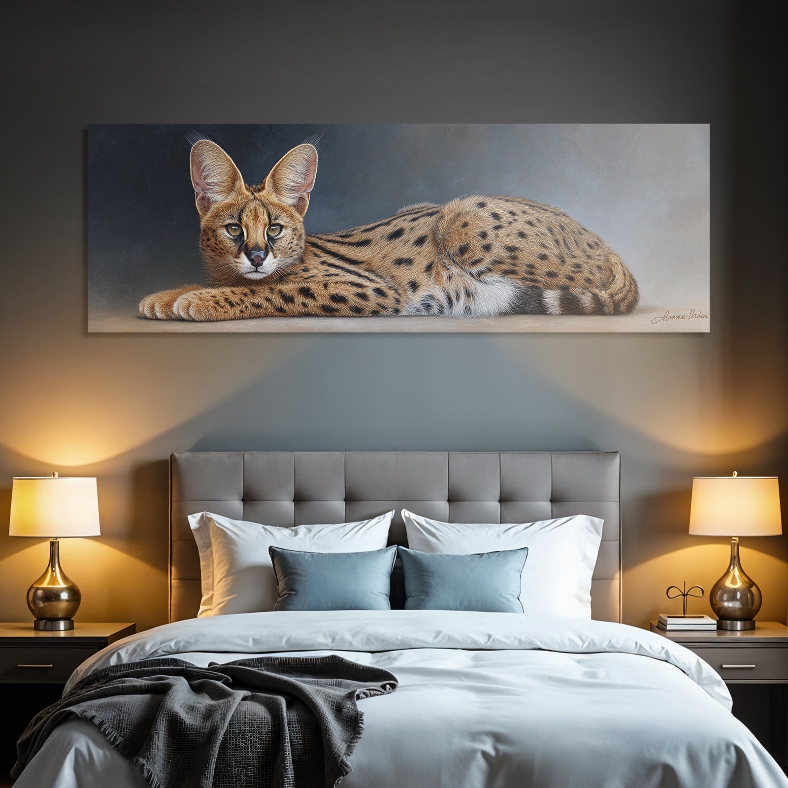 Serval Wildkatze Afrika Mit Langen Beinen Grossen Ohren Und Geflecktem Fell