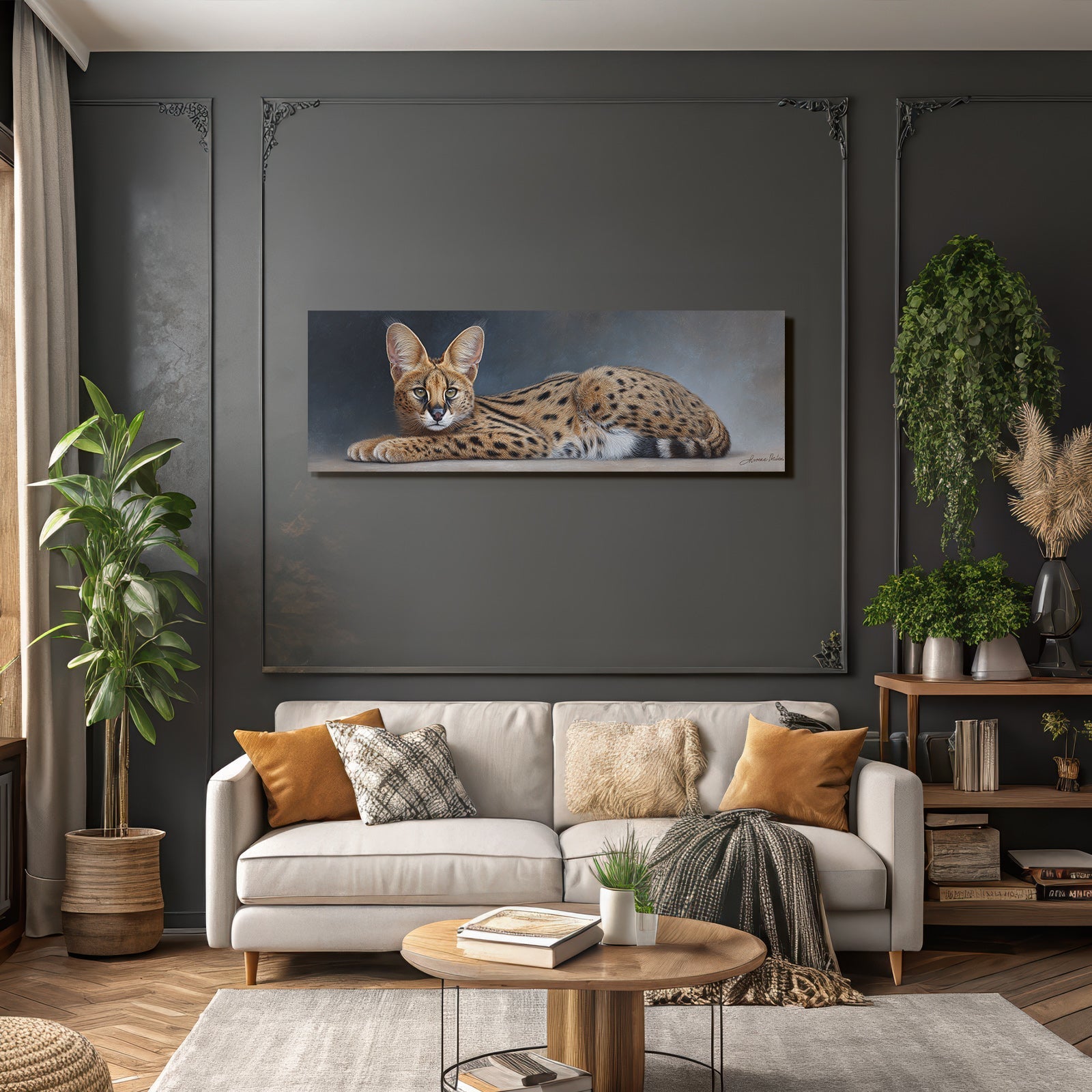 Serval Wildkatze Afrika Mit Langen Beinen Grossen Ohren Und Geflecktem Fell