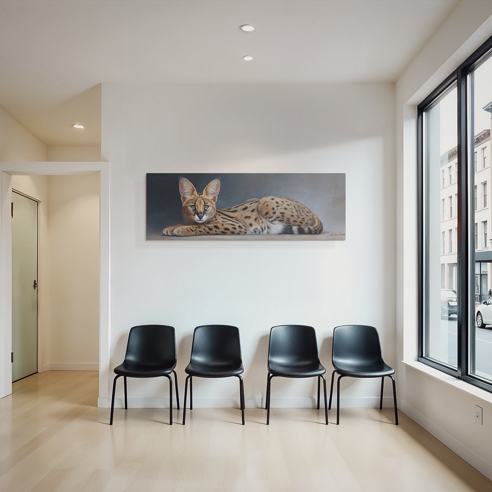 Serval Wildkatze Afrika Mit Langen Beinen Grossen Ohren Und Geflecktem Fell