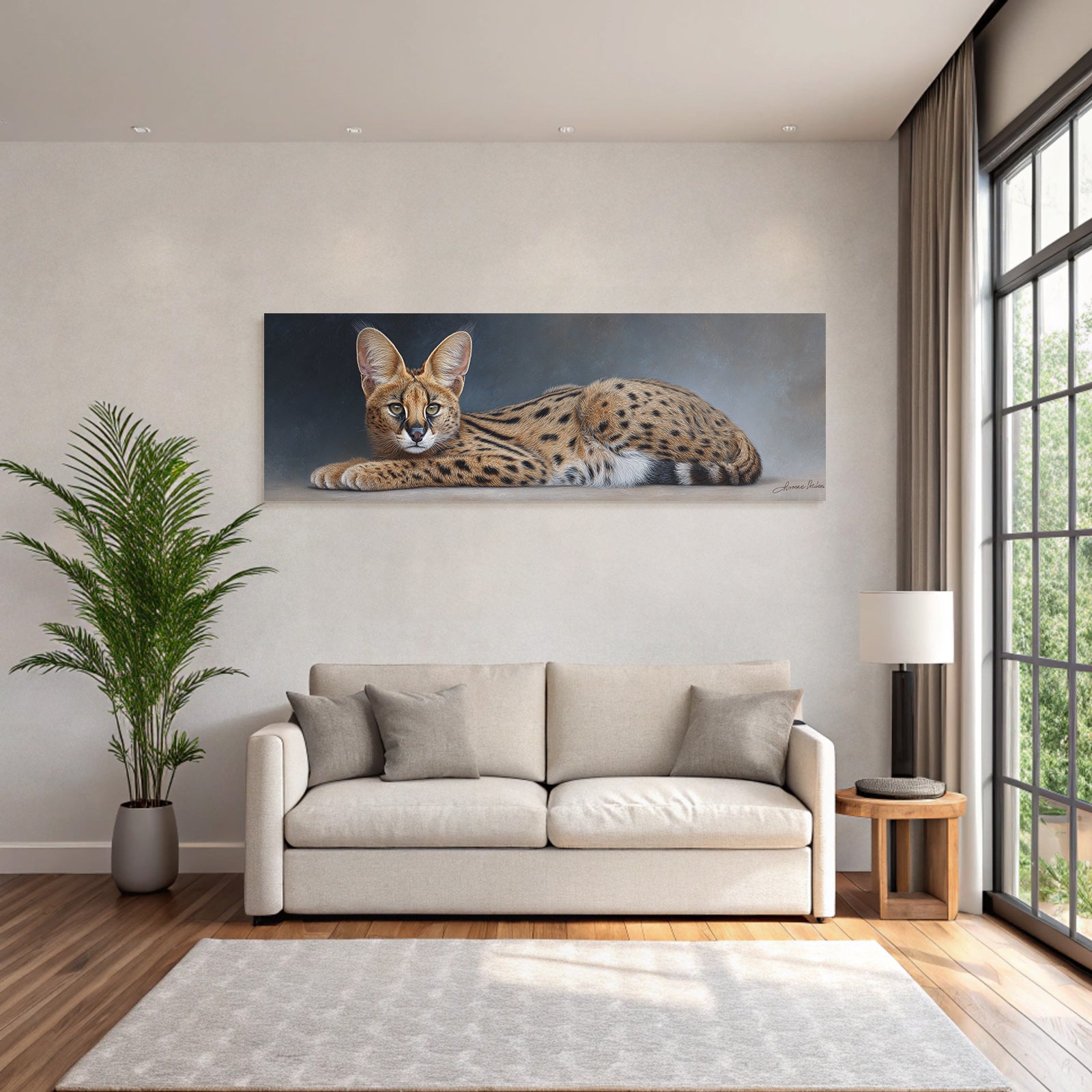 Serval Wildkatze Afrika Mit Langen Beinen Grossen Ohren Und Geflecktem Fell