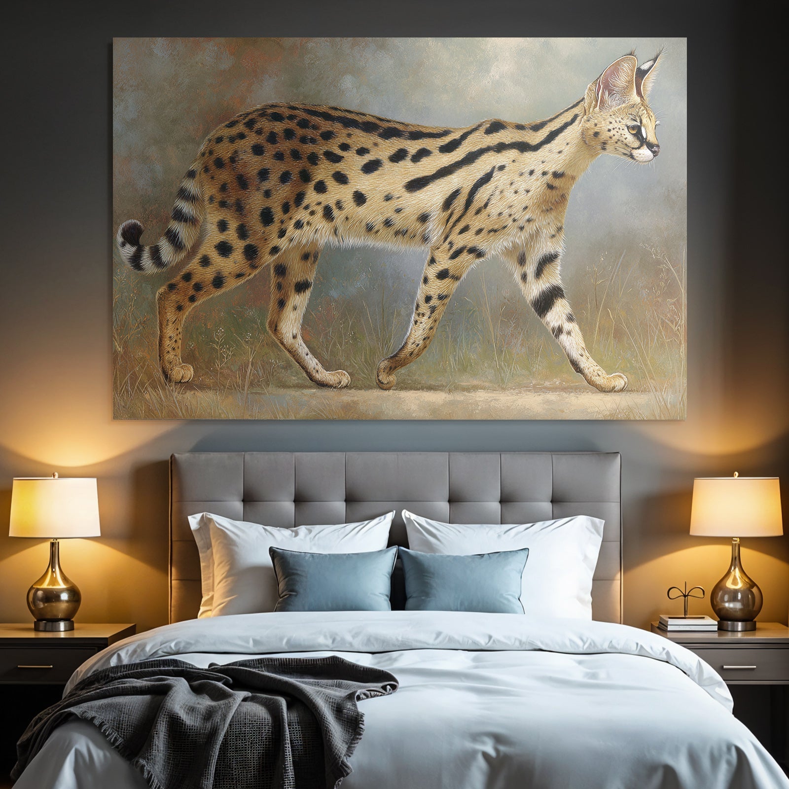 Serval Wildkatze Mit Spotted Fell In Afrika