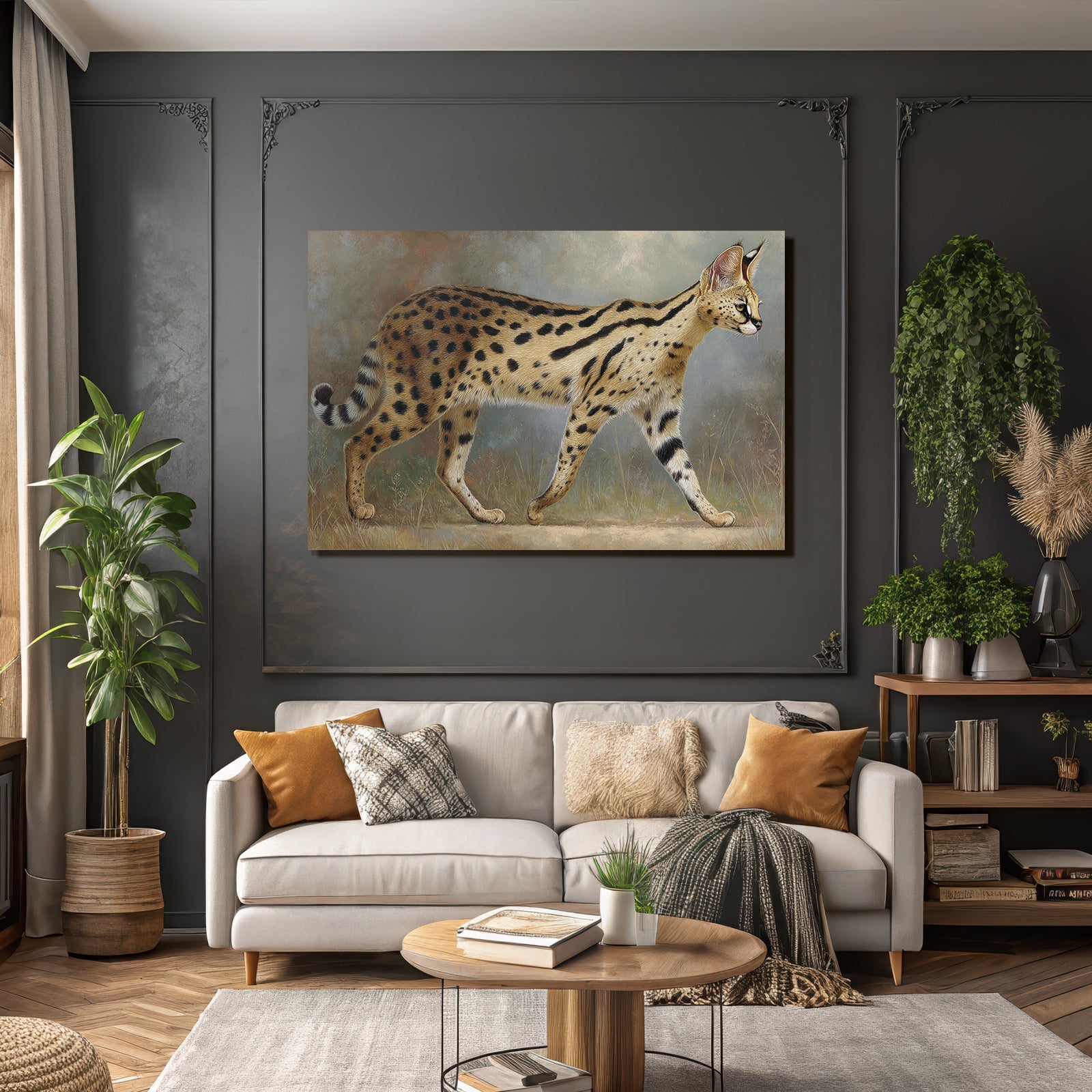 Serval Wildkatze Mit Spotted Fell In Afrika