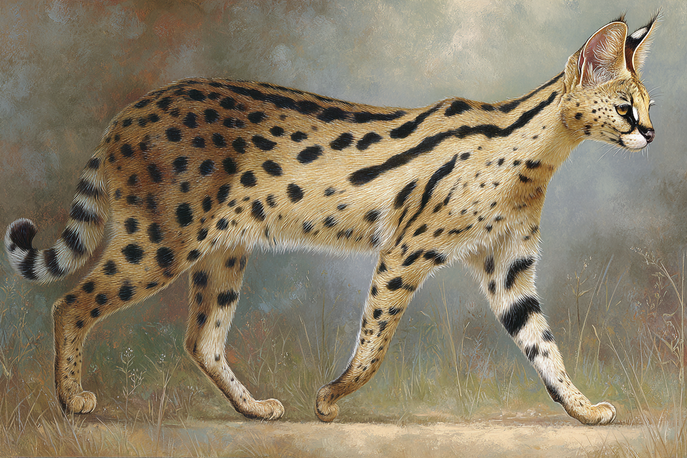 Serval Wildkatze Mit Spotted Fell In Afrika | Safari und Wildtiere | Tiere