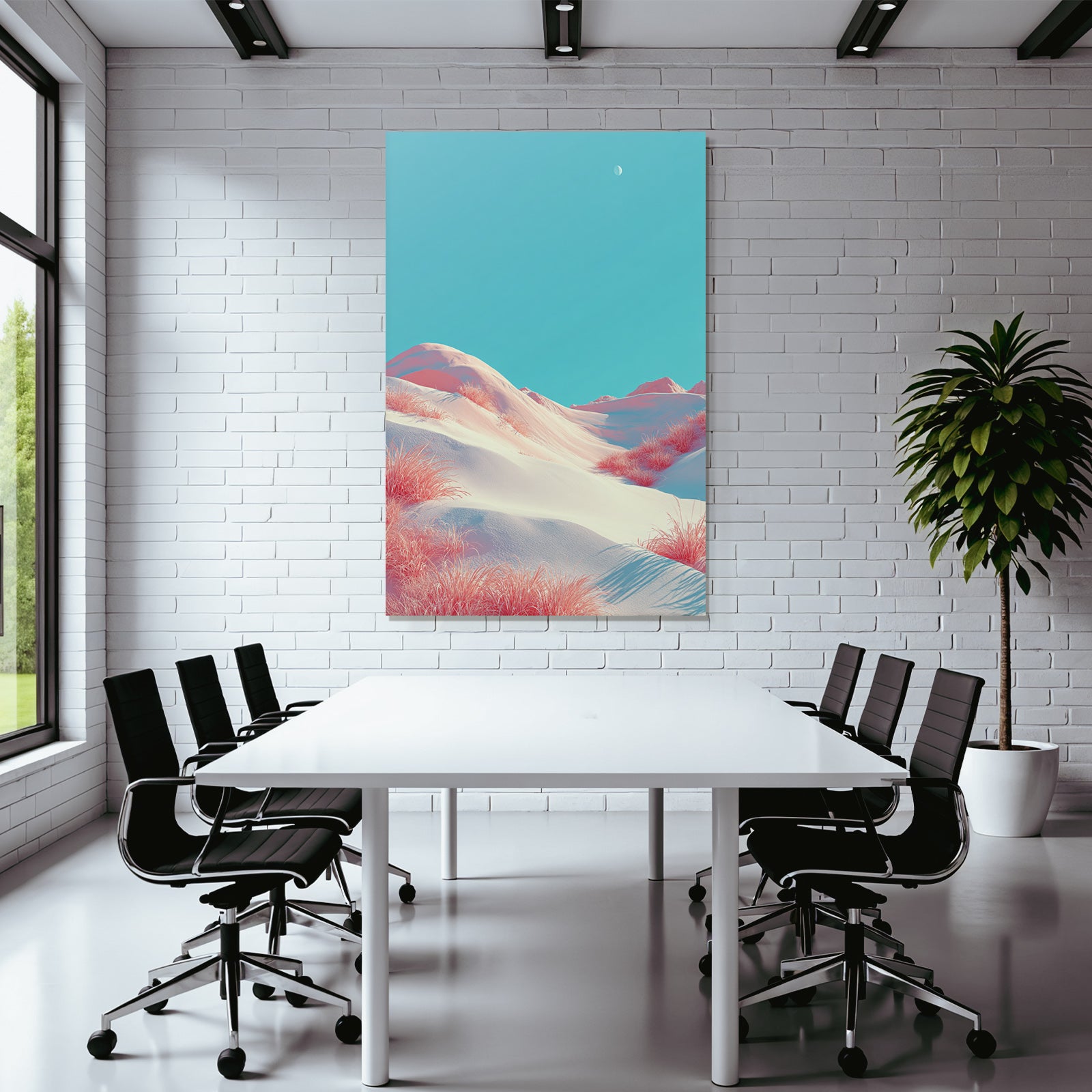 Surrealistische Hügellandschaft Mit Rosa Gras Und Michelmond | Duenen und Heide | Landschaften