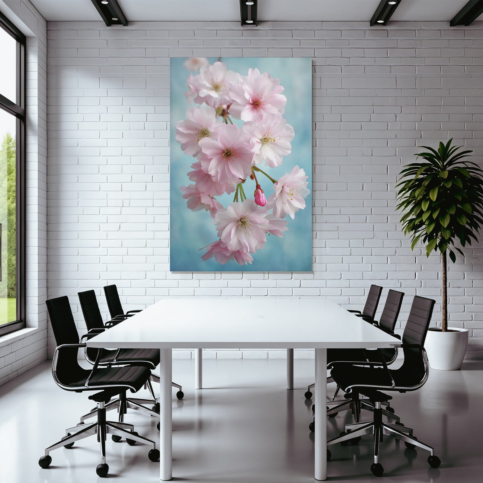 Zarte Rosige Sakura Blüten Vor Blaüm Himmel