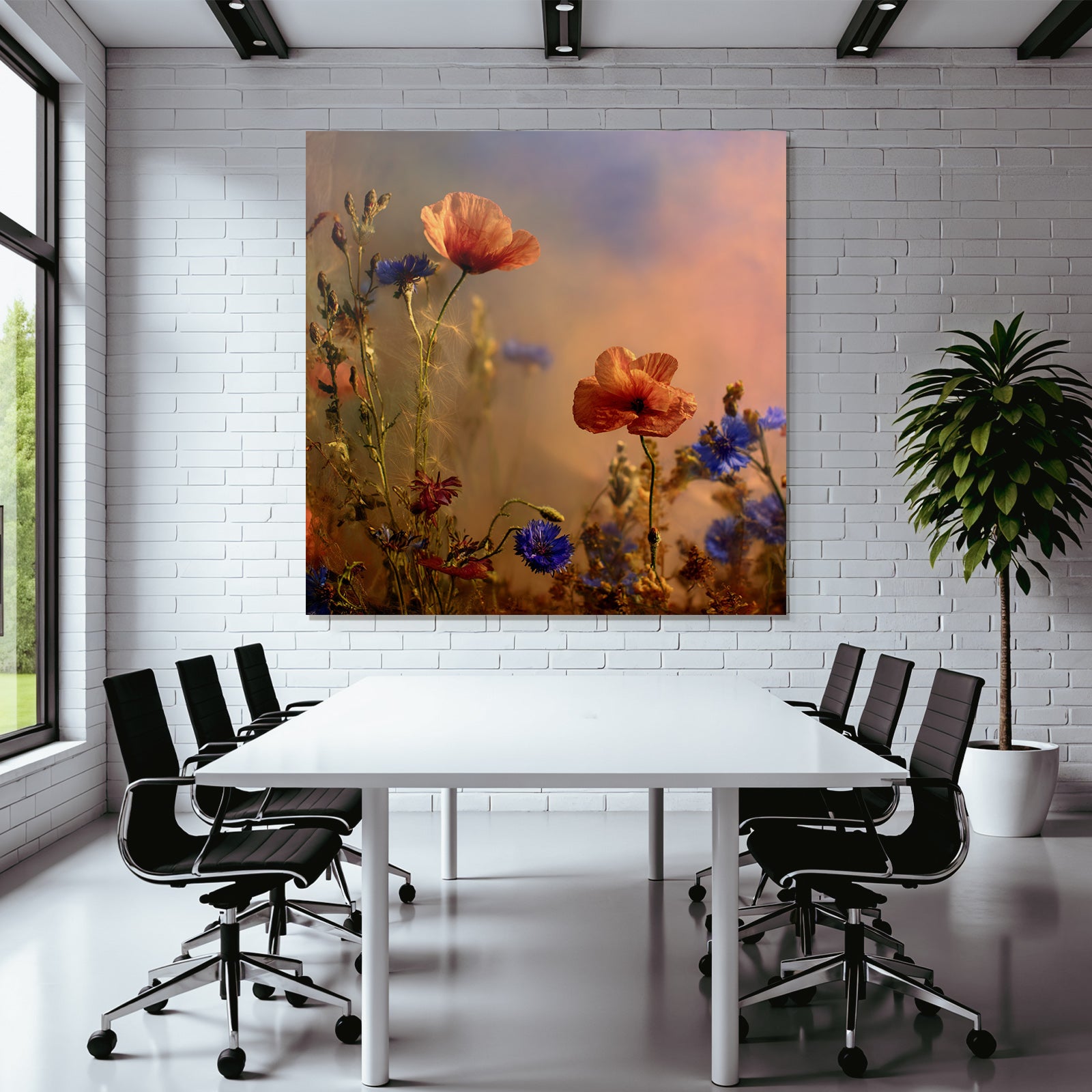 Serenes Arrangement Mit Orangen Mohn Und Blaün Korn