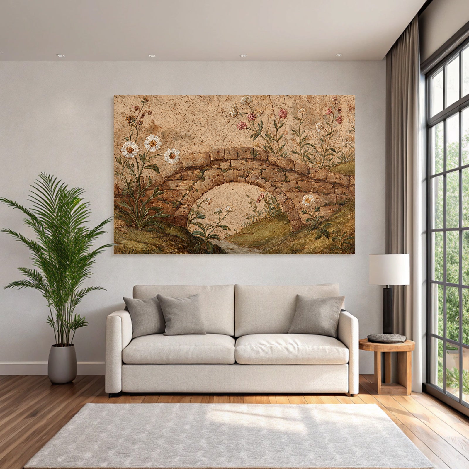 Stone Bridge Surrounded By And Plants