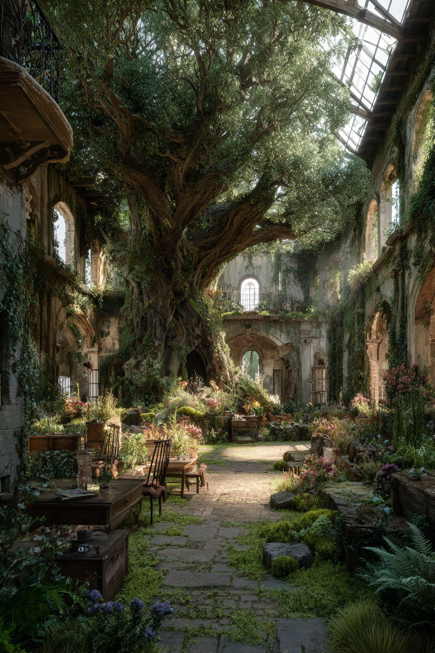 Serene Innen Garten Im Ruinenbrot Eines Alten Gebaudes | Lost Places | Architektur