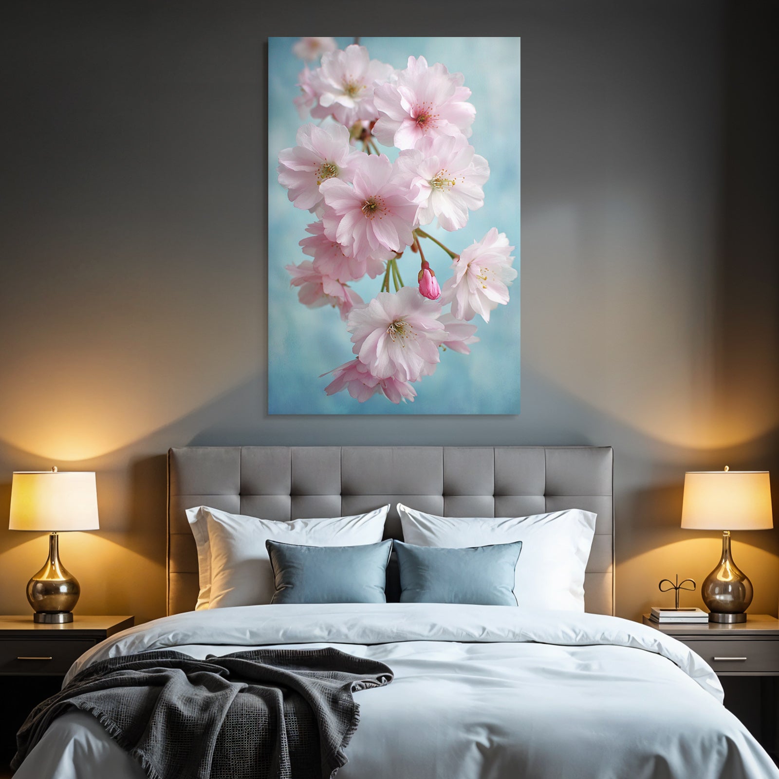 Zarte Rosige Sakura Blüten Vor Blaüm Himmel