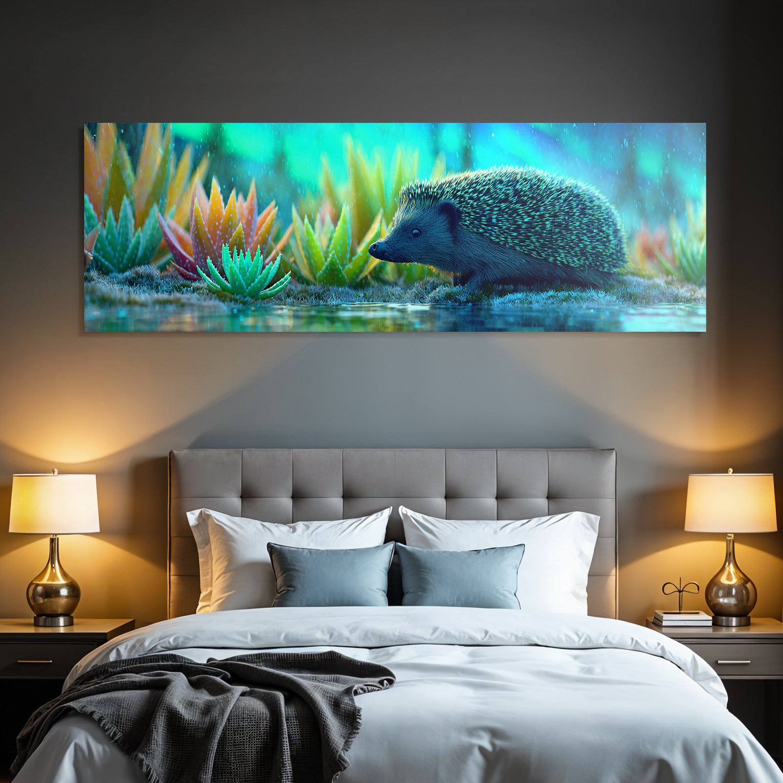 Polarlicht Hedgehog In Vibrant Colorful Landscape Mit Sukkulenten Regnerischem Atmosphare | Fjorde und Gletscher | Landschaften