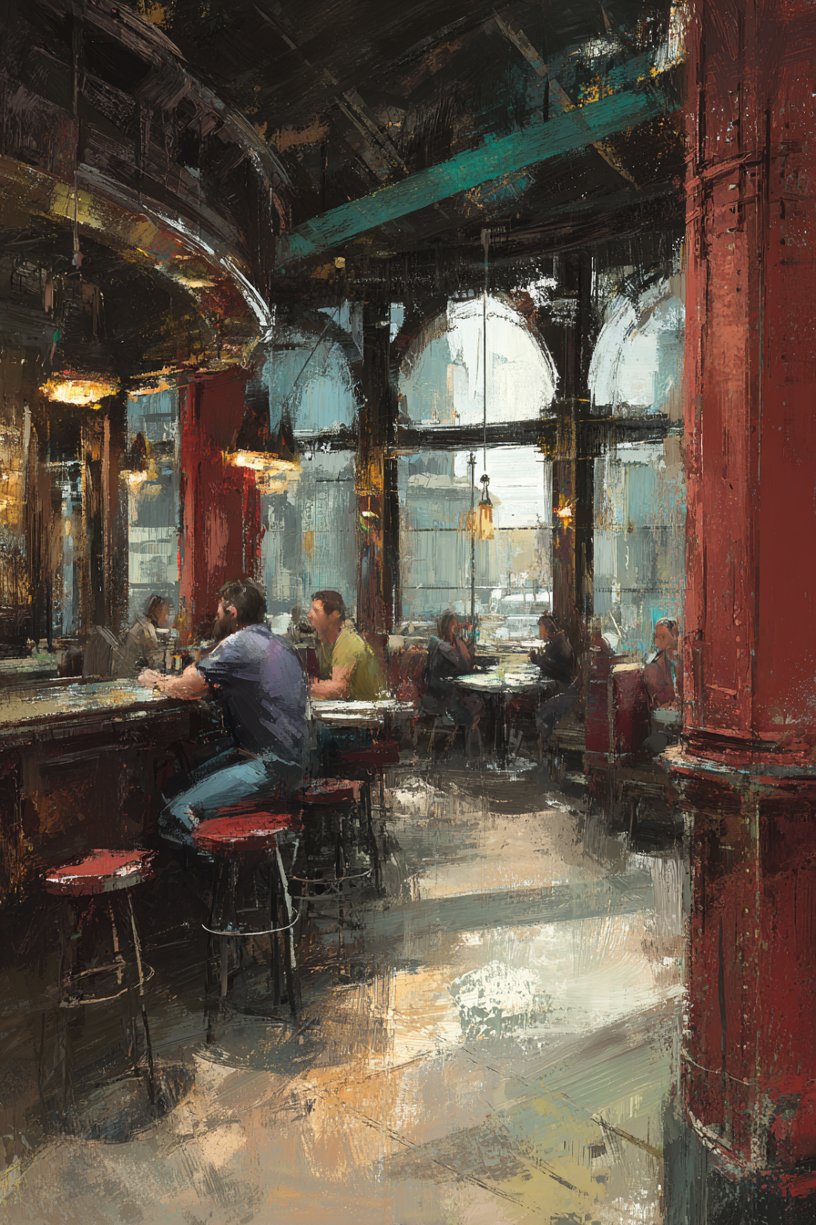 Belebte Innenansicht Eines Bars Oder Cafes Mit Warmem Atmosphäre | Bars Cafes Theater Bibliotheken | Architektur