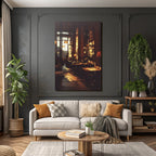 Cafe Interior View Warm Lighting At Sunset Cozy Atmosphere