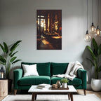 Cafe Interior View Warm Lighting At Sunset Cozy Atmosphere