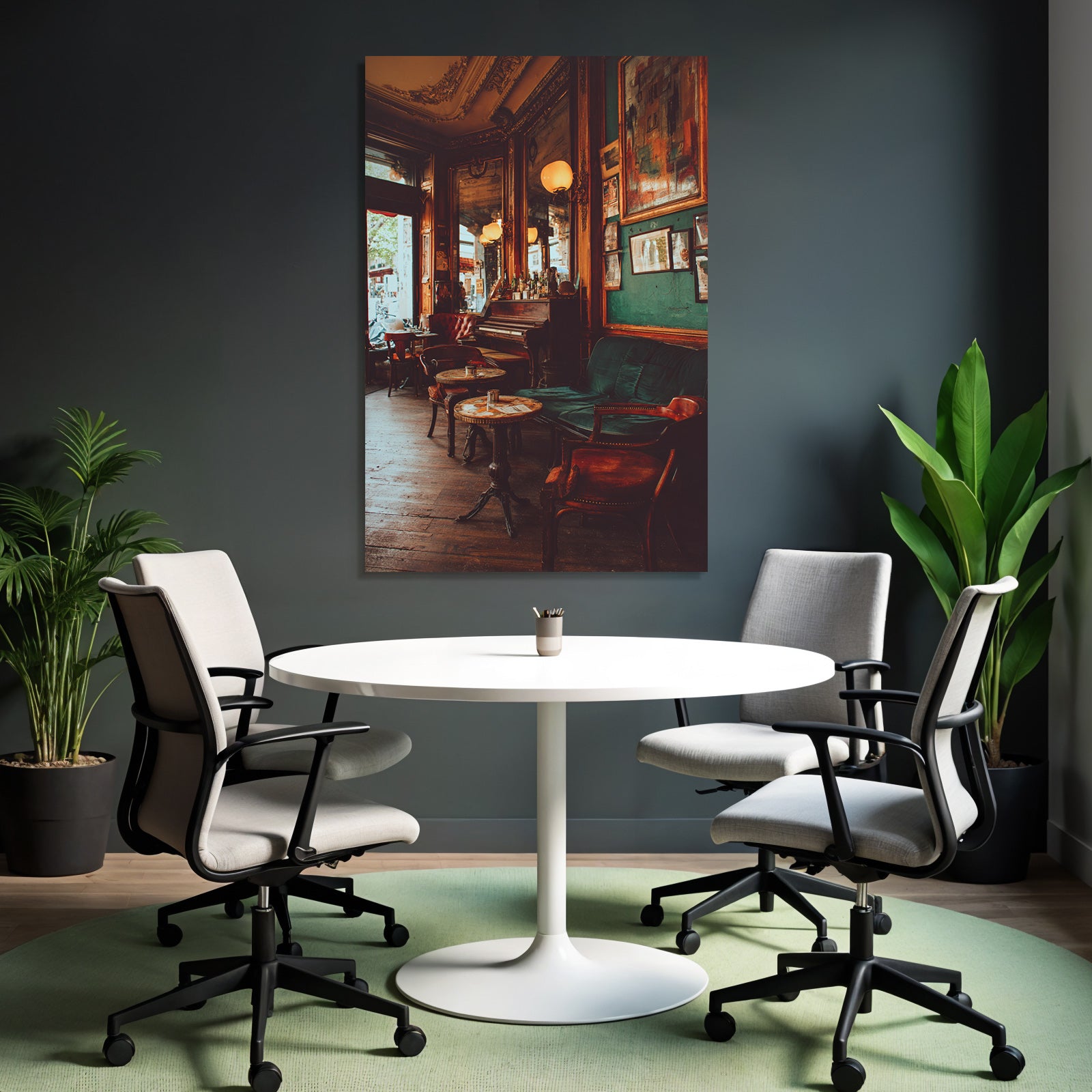Cafe Innenraum Vintage Stil Elegante Möbel Warme Beleuchtung