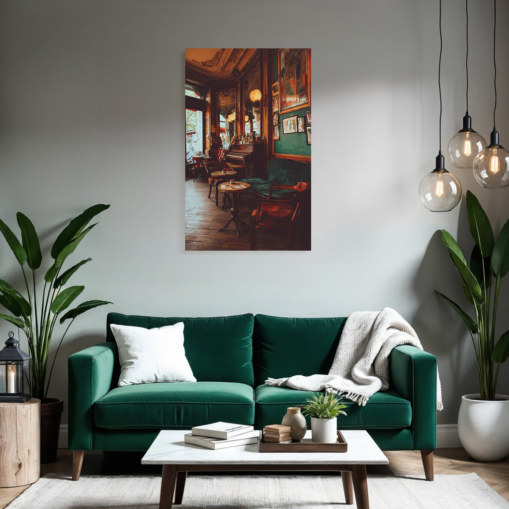 Cafe Innenraum Vintage Stil Elegante Möbel Warme Beleuchtung