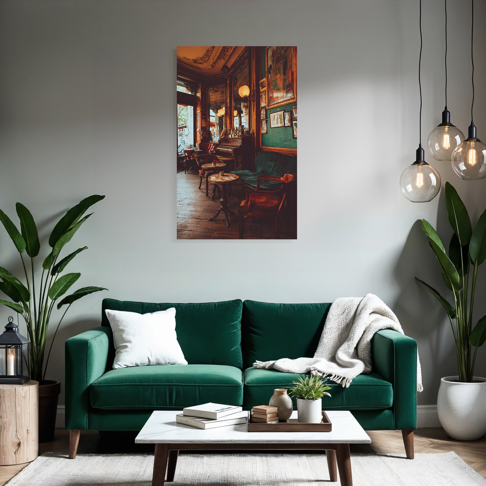 Cafe Innenraum Vintage Stil Elegante Möbel Warme Beleuchtung