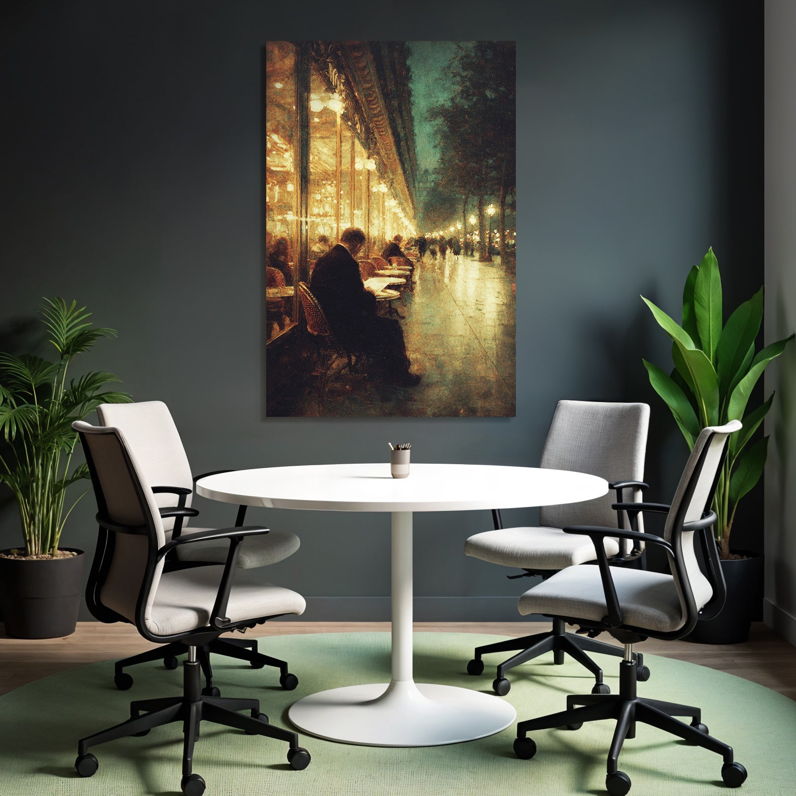 Cafe Night Reading Outdoor Area Urban Ambiance Reflective Floor