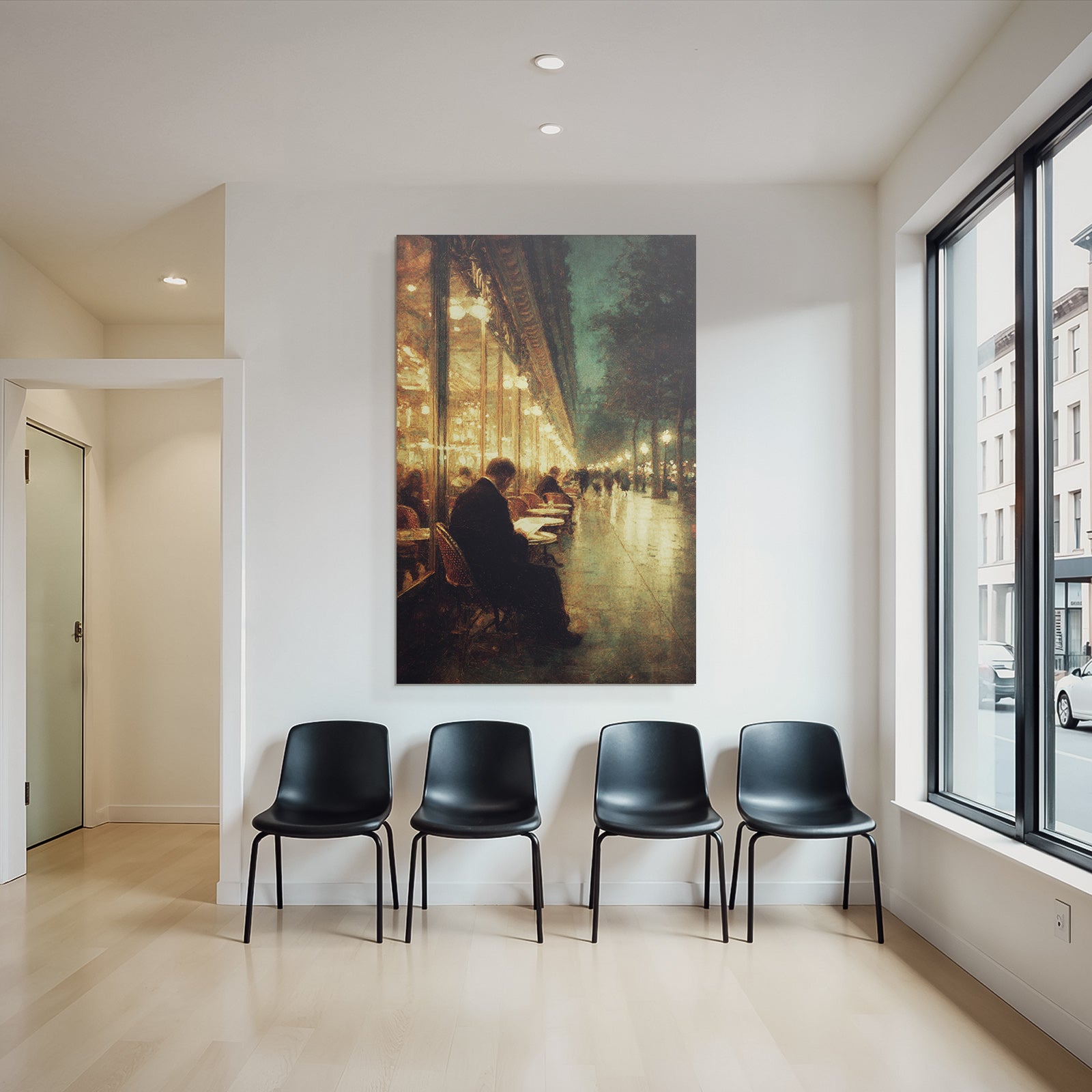 Cafe Night Reading Outdoor Area Urban Ambiance Reflective Floor