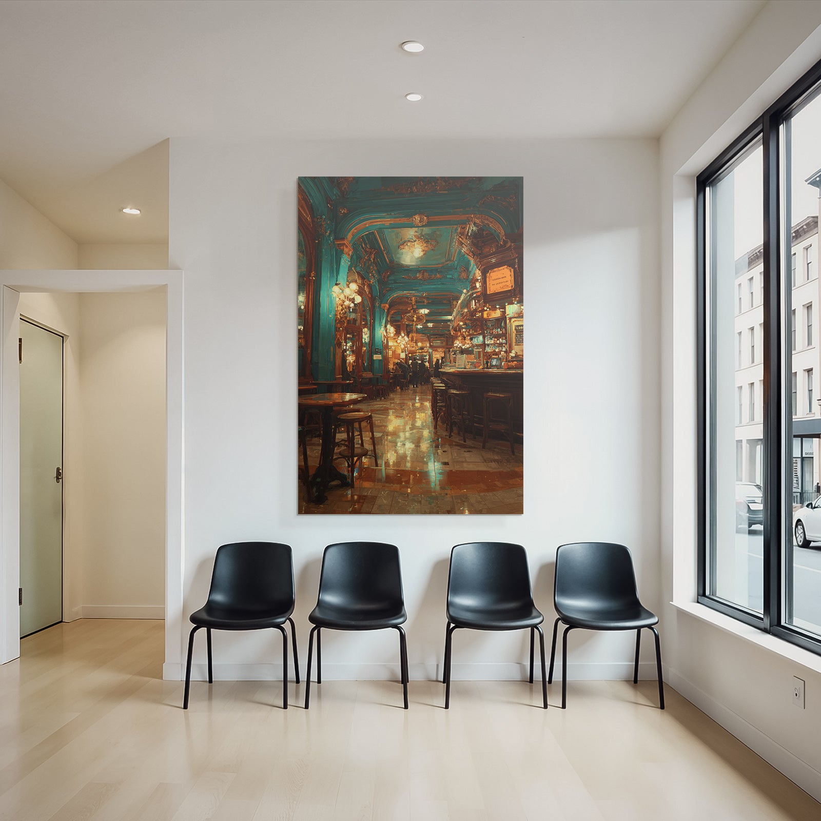 Elegante Bar Innenansicht Gold Und Blau Schickes Ambiente