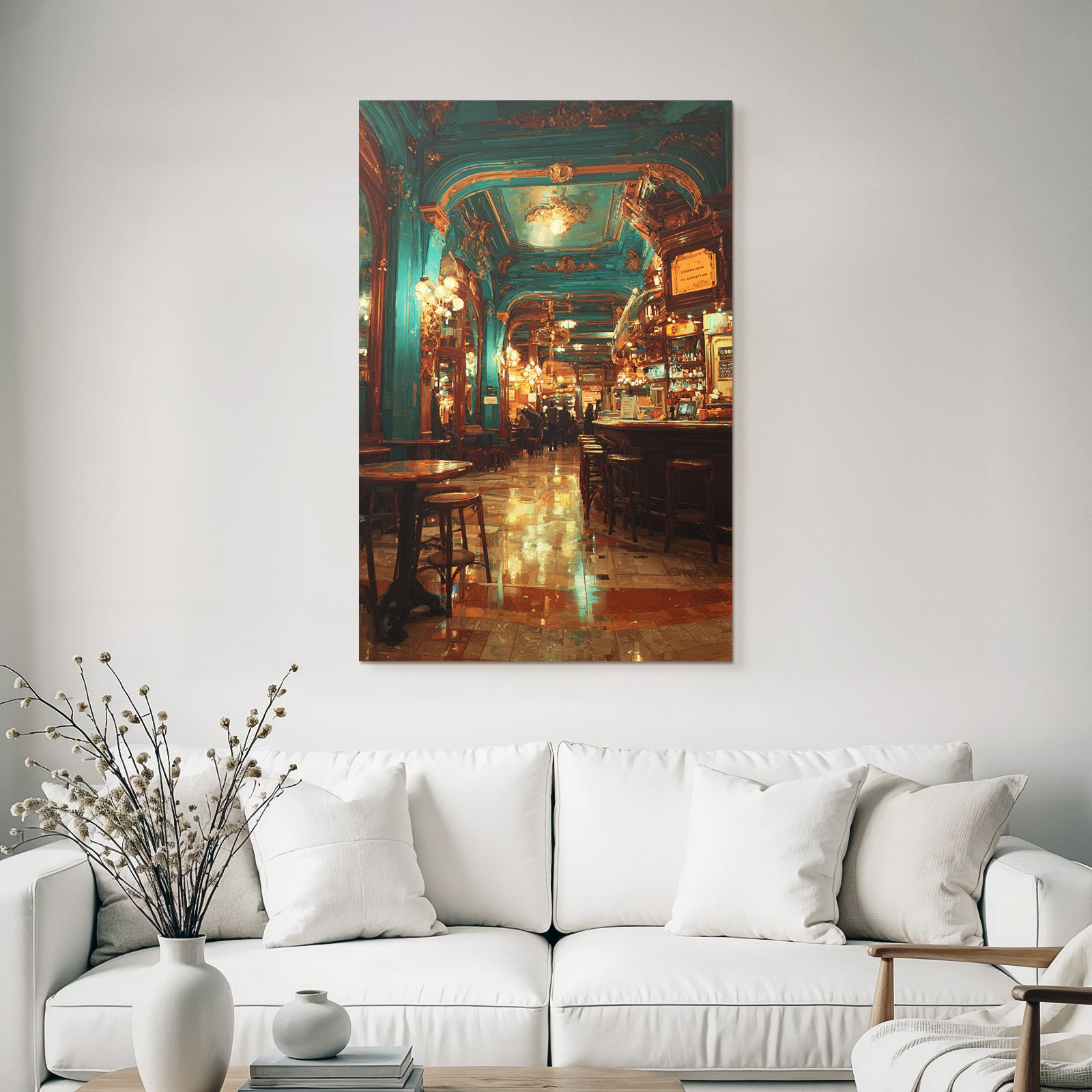 Elegante Bar Innenansicht Gold Und Blau Schickes Ambiente