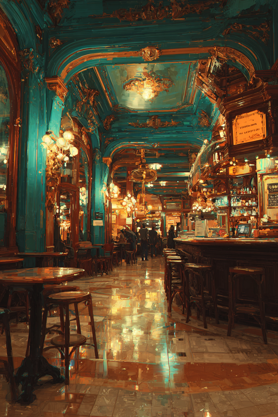 Elegante Bar Innenansicht Gold Und Blau Schickes Ambiente | Bars Cafes Theater Bibliotheken | Architektur
