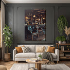 Elegante Lounge Mit Leder Stühlen Und Holzbar