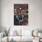 Elegante Lounge Mit Leder Stühlen Und Holzbar