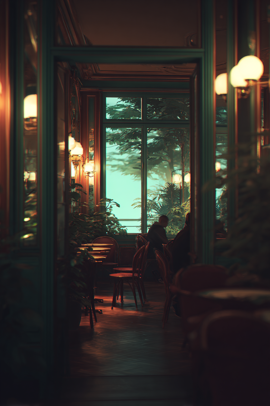 Gemütliches Interior Von Einem Arquivo Cafe Mit Warmen Lichtern Und Pflanzen | Bars Cafes Theater Bibliotheken | Architektur