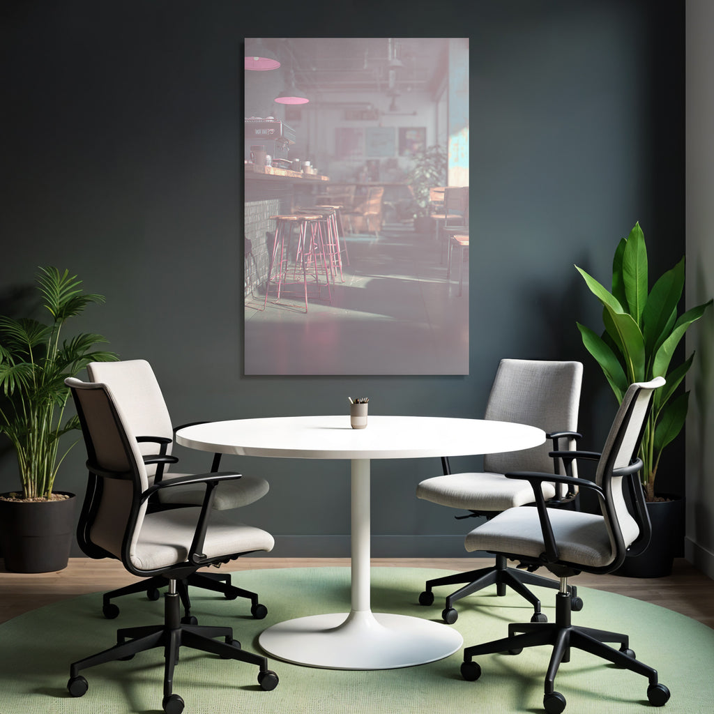 Modern Cafe With Bar And Pink Light Design In Inviting Ambience