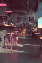 Moderne Cafe Mit Bar Und Pinkem Licht Designe In Einladendem Ambiente | Bars Cafes Theater Bibliotheken | Architektur
