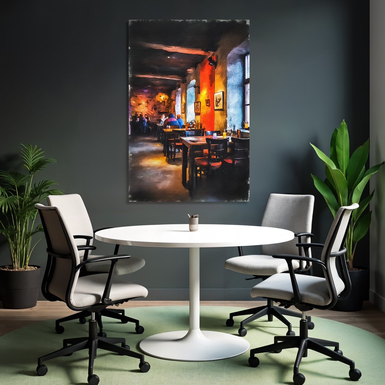 Restaurant Interior Cozy Atmosphere With Artworks