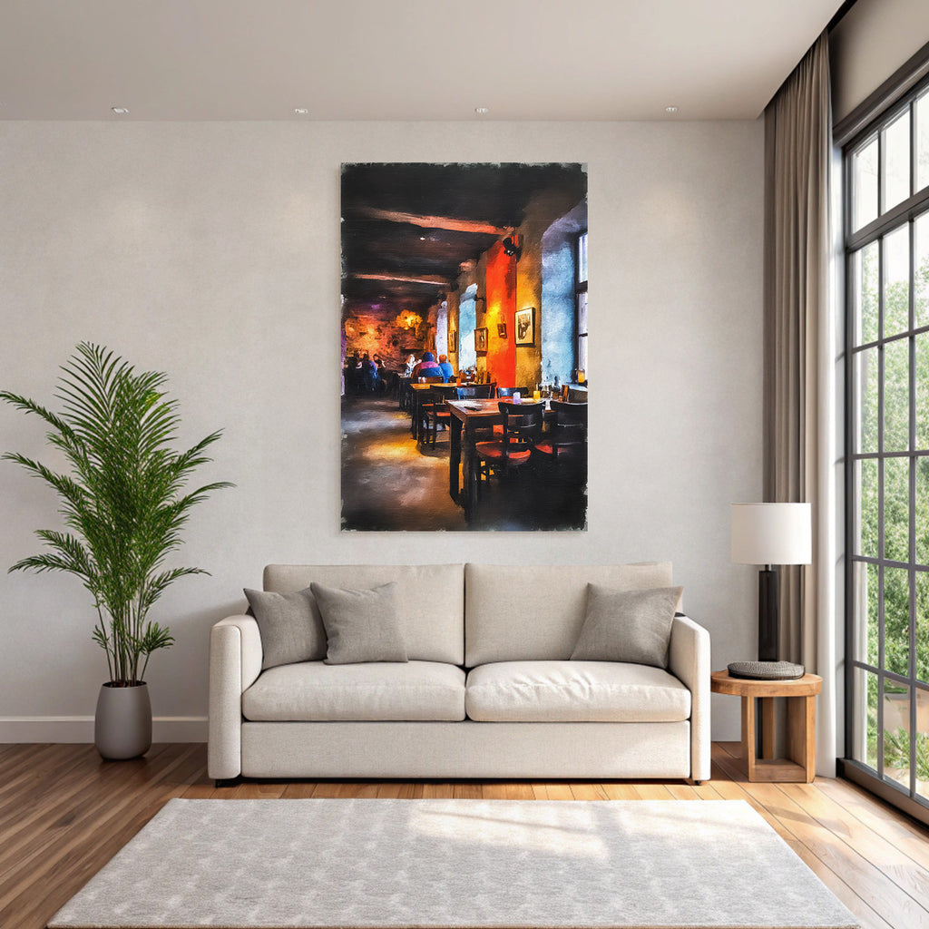 Restaurant Interior Cozy Atmosphere With Artworks